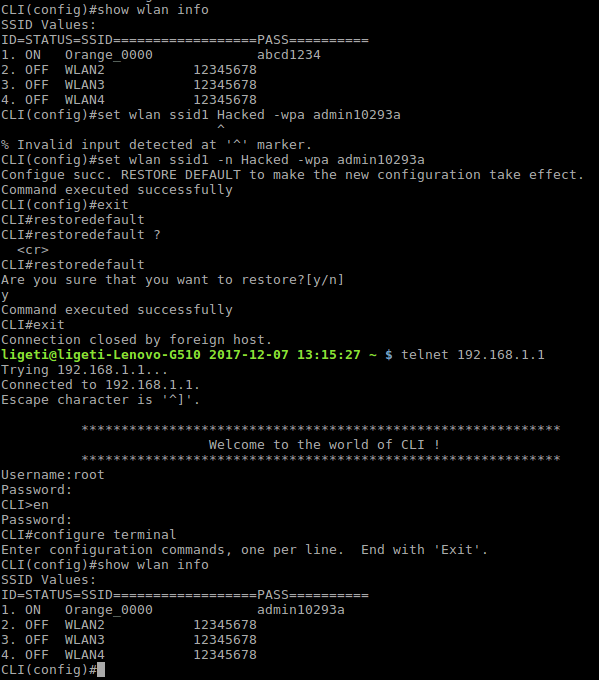 Configuring the WLAN password